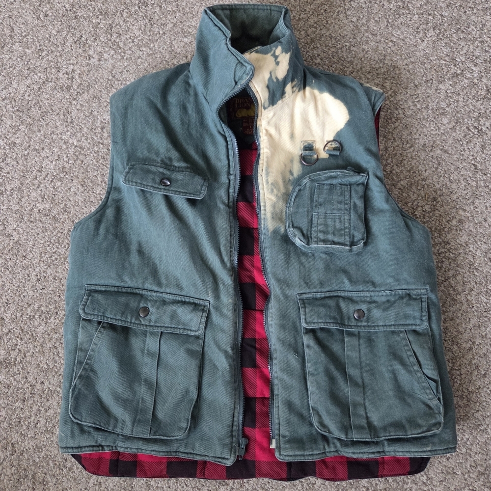 Branded Lion Padded Flannel Lined Utility Fishing‎ Hunting Winter Chore Vest L
